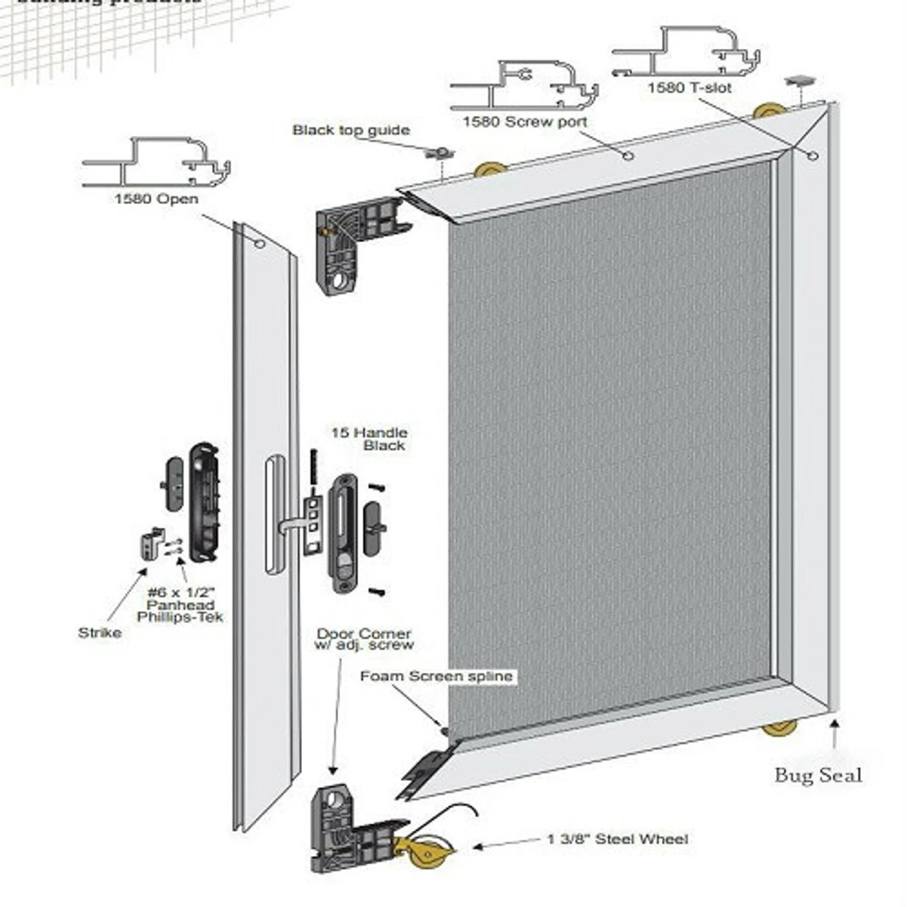 HERCULES EXTRUDED Sliding Screen Door UNASSEMBLED